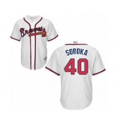 Men's Atlanta Braves #40 Mike Soroka Replica White Home Cool Base Baseball Jersey