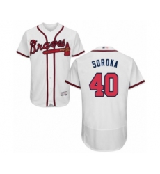 Men's Atlanta Braves #40 Mike Soroka White Home Flex Base Authentic Collection Baseball Jersey