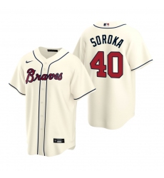 Men's Nike Atlanta Braves #40 Mike Soroka Cream Alternate Stitched Baseball Jersey