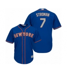 Youth New York Mets #7 Marcus Stroman Authentic Royal Blue Alternate Road Cool Base Baseball Jersey