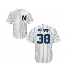Men's New York Yankees #38 Cameron Maybin Replica White Home Baseball Jersey