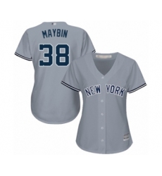 Women's New York Yankees #38 Cameron Maybin Authentic Grey Road Baseball Jersey