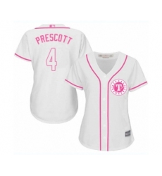 Women's Texas Rangers #4 Dak Prescott Authentic White Fashion Cool Base Baseball Jersey