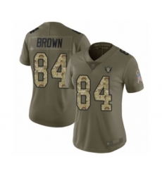 Women's Oakland Raiders #84 Antonio Brown Limited Olive Camo 2017 Salute to Service Football Jersey