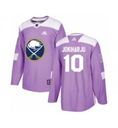 Men's Buffalo Sabres #10 Henri Jokiharju Authentic Purple Fights Cancer Practice Hockey Jersey