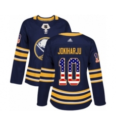 Women's Buffalo Sabres #10 Henri Jokiharju Authentic Navy Blue USA Flag Fashion Hockey Jersey