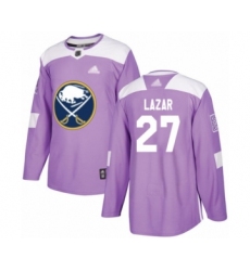 Youth Buffalo Sabres #27 Curtis Lazar Authentic Purple Fights Cancer Practice Hockey Jersey