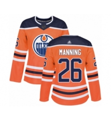 Women's Edmonton Oilers #26 Brandon Manning Authentic Orange Home Hockey Jersey