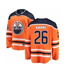 Youth Edmonton Oilers #26 Brandon Manning Authentic Orange Home Fanatics Branded Breakaway Hockey Jersey