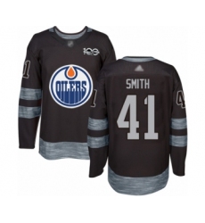 Men's Edmonton Oilers #41 Mike Smith Authentic Black 1917-2017 100th Anniversary Hockey Jersey