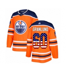 Youth Edmonton Oilers #60 Markus Granlund Authentic Orange USA Flag Fashion Hockey Jersey