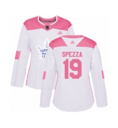 Women's Toronto Maple Leafs #19 Jason Spezza Authentic White Pink Fashion Hockey Jersey