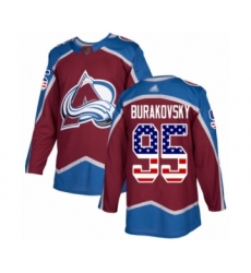 Men's Colorado Avalanche #95 Andre Burakovsky Authentic Burgundy Red USA Flag Fashion Hockey Jersey