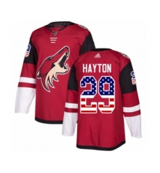 Men's Arizona Coyotes #29 Barrett Hayton Authentic Red USA Flag Fashion Hockey Jersey