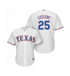 Youth Texas Rangers #25 Jose Leclerc Authentic White Home Cool Base Baseball Player Jersey