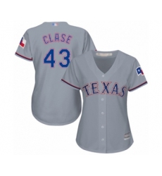 Women's Texas Rangers #43 Emmanuel Clase Authentic Grey Road Cool Base Baseball Player Jersey