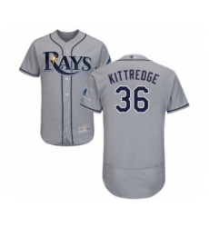 Men's Tampa Bay Rays #36 Andrew Kittredge Grey Road Flex Base Authentic Collection Baseball Player Jersey