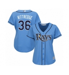 Women's Tampa Bay Rays #36 Andrew Kittredge Authentic Light Blue Alternate 2 Cool Base Baseball Player Jersey