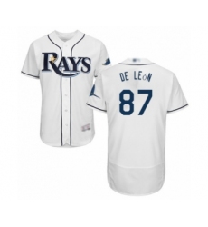 Men's Tampa Bay Rays #87 Jose De Leon Home White Home Flex Base Authentic Collection Baseball Player Jersey