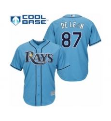 Youth Tampa Bay Rays #87 Jose De Leon Authentic Light Blue Alternate 2 Cool Base Baseball Player Jersey