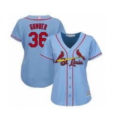 Women's St. Louis Cardinals #36 Austin Gomber Authentic Light Blue Alternate Cool Base Baseball Player Jersey