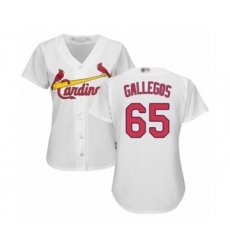 Women's St. Louis Cardinals #65 Giovanny Gallegos Authentic White Home Cool Base Baseball Player Jersey