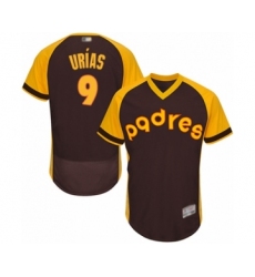Men's San Diego Padres #9 Luis Urias Brown Alternate Cooperstown Authentic Collection Flex Base Baseball Player Jersey