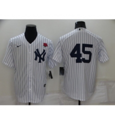 Men's New York Yankees #45 Gerrit Cole White No Name Stitched Rose Nike Cool Base Throwback Jersey