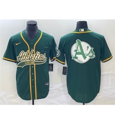 Men's Oakland Athletics Yellow Team Big Logo Cool Base Stitched Baseball Jersey 001