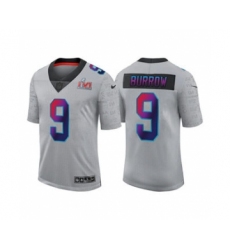 Men's Cincinnati Bengals #9 Joe Burrow 2022 Gray Super Bowl LVI Limited Stitched Jersey