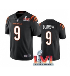 Men's Cincinnati Bengals #9 Joe Burrow Black 2022 Super Bowl LVI Vapor Limited Stitched Jersey