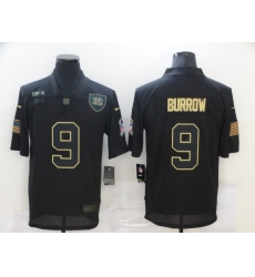 Men's Cincinnati Bengals #9 Joe Burrow Black Nike 2020 Salute To Service Limited Jersey