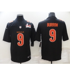 Men's Cincinnati Bengals #9 Joe Burrow Nike Black Super Bowl LVI Bound Limited Fashion Jersey