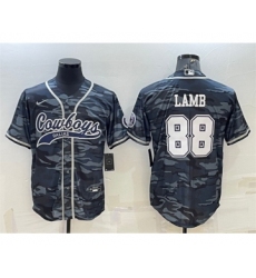 Men's Dallas Cowboys #88 CeeDee Lamb Gray Camo With Patch Cool Base Stitched Baseball Jersey