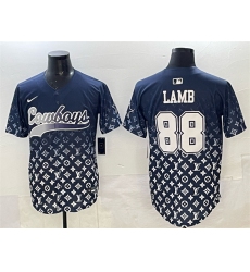 Men's Dallas Cowboys #88 CeeDee Lamb Navy Limited Stitched Baseball Jersey