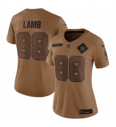 Women's Dallas Cowboys #88 CeeDee Lamb Nike Brown 2023 Salute To Service Limited Jersey
