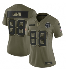 Women's Dallas Cowboys #88 CeeDee Lamb Olive 2025 Salute to Service Limited Stitched Jersey(Run Small)