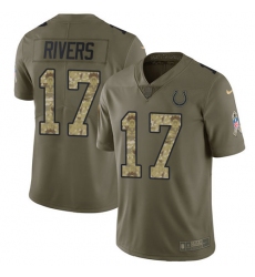 Youth Nike Indianapolis Colts #17 Philip Rivers Olive Camo Stitched NFL Limited 2017 Salute To Service Jersey