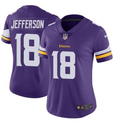 Women's Minnesota Vikings #18 Justin Jefferson Purple Team Color Stitched NFL Vapor Untouchable Limited Jersey Women's Minnesota Vikings #18 Justin Jefferson Purple Team Color Stitched NFL Vapor Untouchable Limited Jersey
