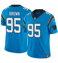 Men's Carolina Panthers #95 Derrick Brown Blue 2025 F.U.S.E. Vapor Limited Football Stitched Jersey