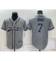 Men's Dallas Cowboys #7 Trevon Diggs Grey Stitched Cool Base Nike Baseball Jersey