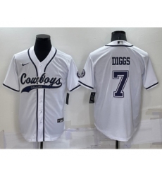 Men's Dallas Cowboys #7 Trevon Diggs White Stitched Cool Base Nike Baseball Jersey