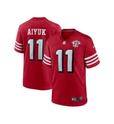 Men's Nike San Francisco 49ers #11 Brandon Aiyuk 2021 Scarlet 75th Anniversary Alternate Football Stitched Game Jersey