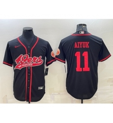 Men's San Francisco 49ers #11 Brandon Aiyuk Black With Patch Cool Base Stitched Baseball Jersey