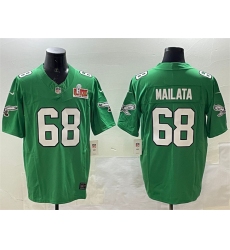 Men's Philadelphia Eagles #68 Jordan Mailata Green 2025 Super Bowl LIX F.U.S.E. Throwback Vapor Untouchable Limited Stitched Football Jersey