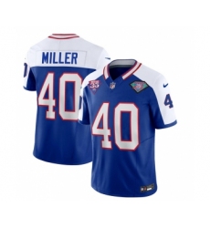 Men's Nike Buffalo Bills #40 Von Miller Blue White 2023 F.U.S.E. 75th Anniversary Throwback Vapor Untouchable Limited Football Stitched Jersey