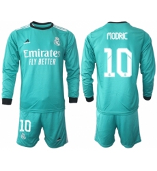 Men 2021-2022 Club Atletico Madrid second away blue Long Sleeve 10 Soccer Jersey