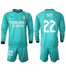Men 2021-2022 Club Atletico Madrid second away blue Long Sleeve 22 Soccer Jersey