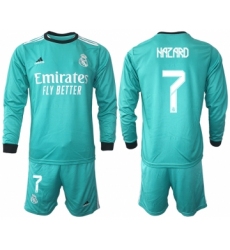 Men 2021-2022 Club Atletico Madrid second away blue Long Sleeve 7 Soccer Jersey