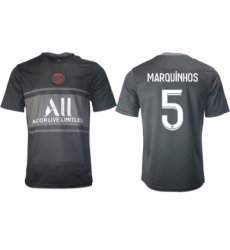 Men 2021-2022 Club Paris St German Second away aaa version black 5 Soccer Jersey